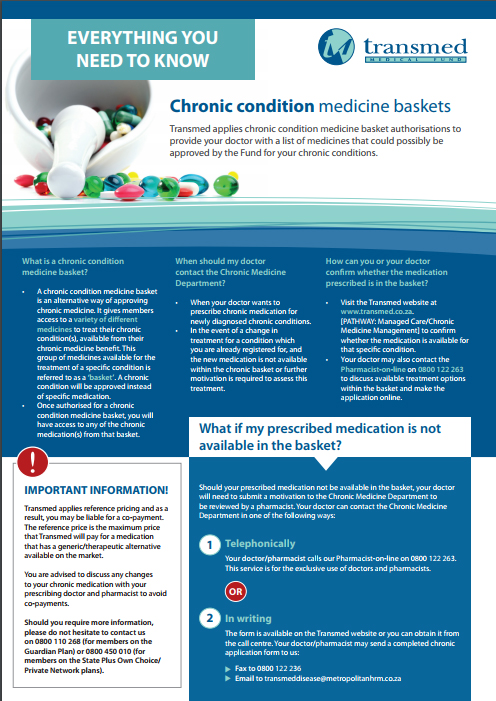 Chronic condition medicine baskets
